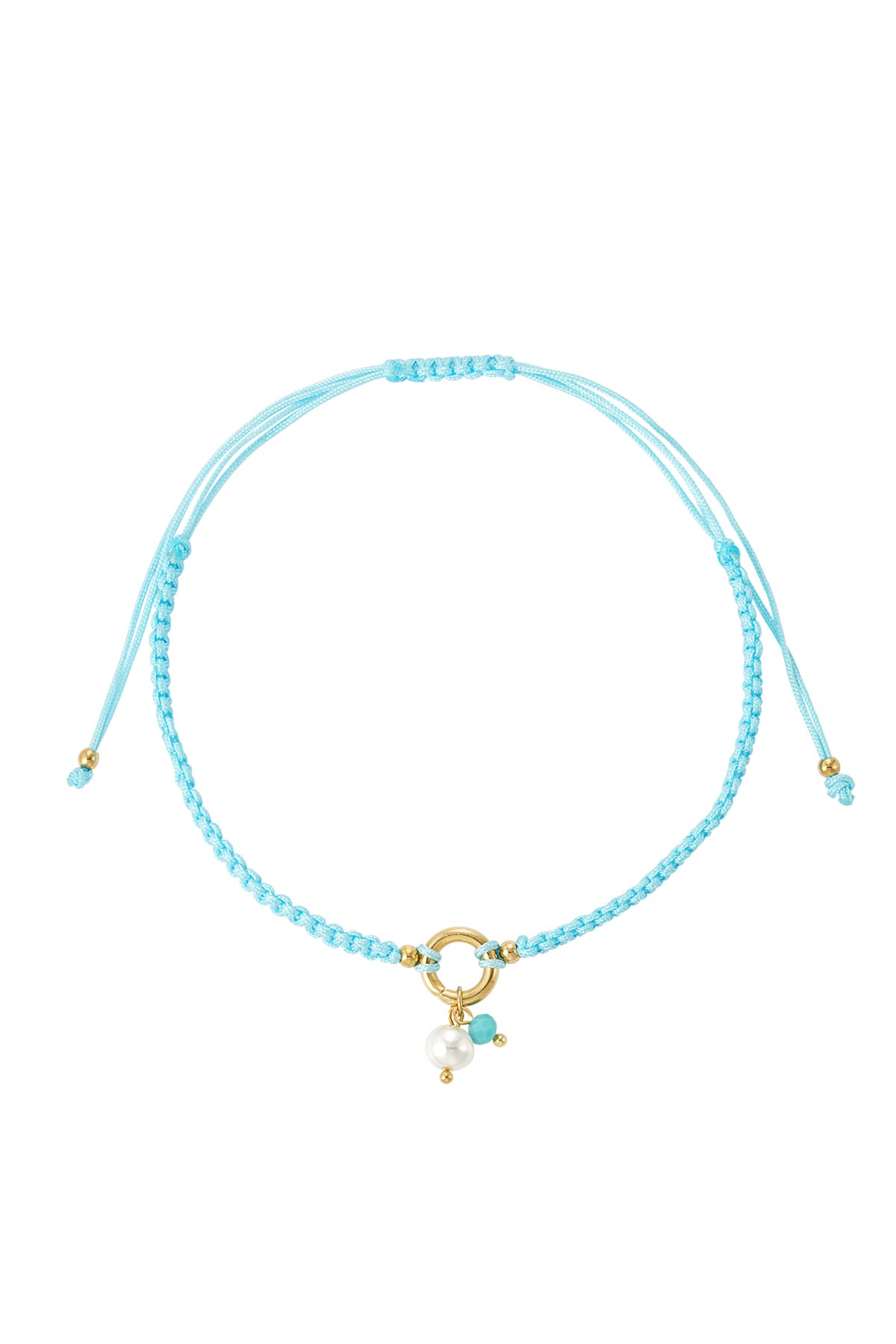 Nancy Patrice | Braided Fußkette mit Perle – Babyblau
