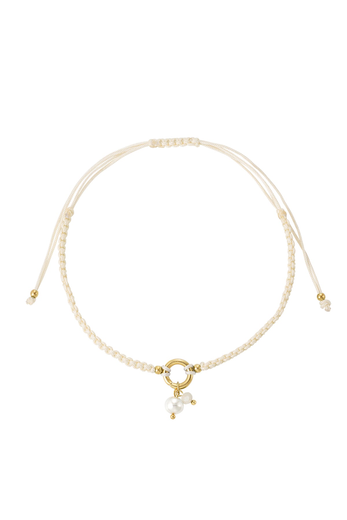 Nancy Patrice | Braided Fußkette mit Perle – Beige