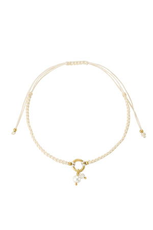 Nancy Patrice | Braided Fußkette mit Perle – Beige